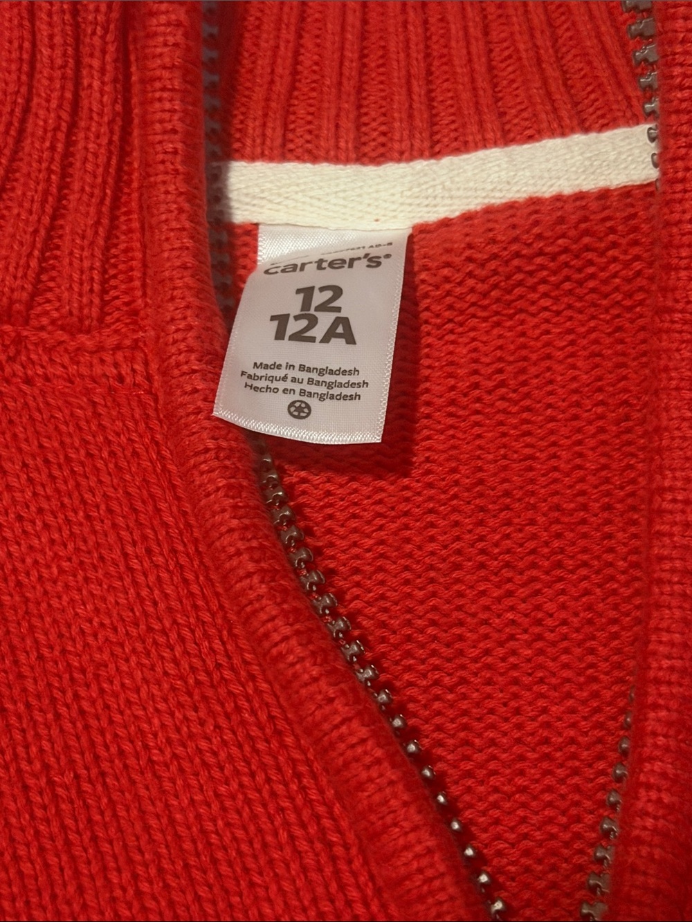 4/$15 Carter's Bright Red Half-Zip Pullover Sweater - Picture 2 of 4